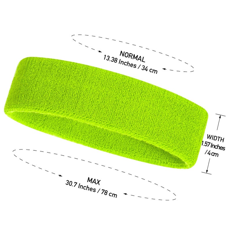 ONUPGO Kids Sweatbands Headband Wristband Set - Athletic Cotton Sweat Band for Sports (1 Headband + 2 Wristbands) (Neon Green) - Image 3